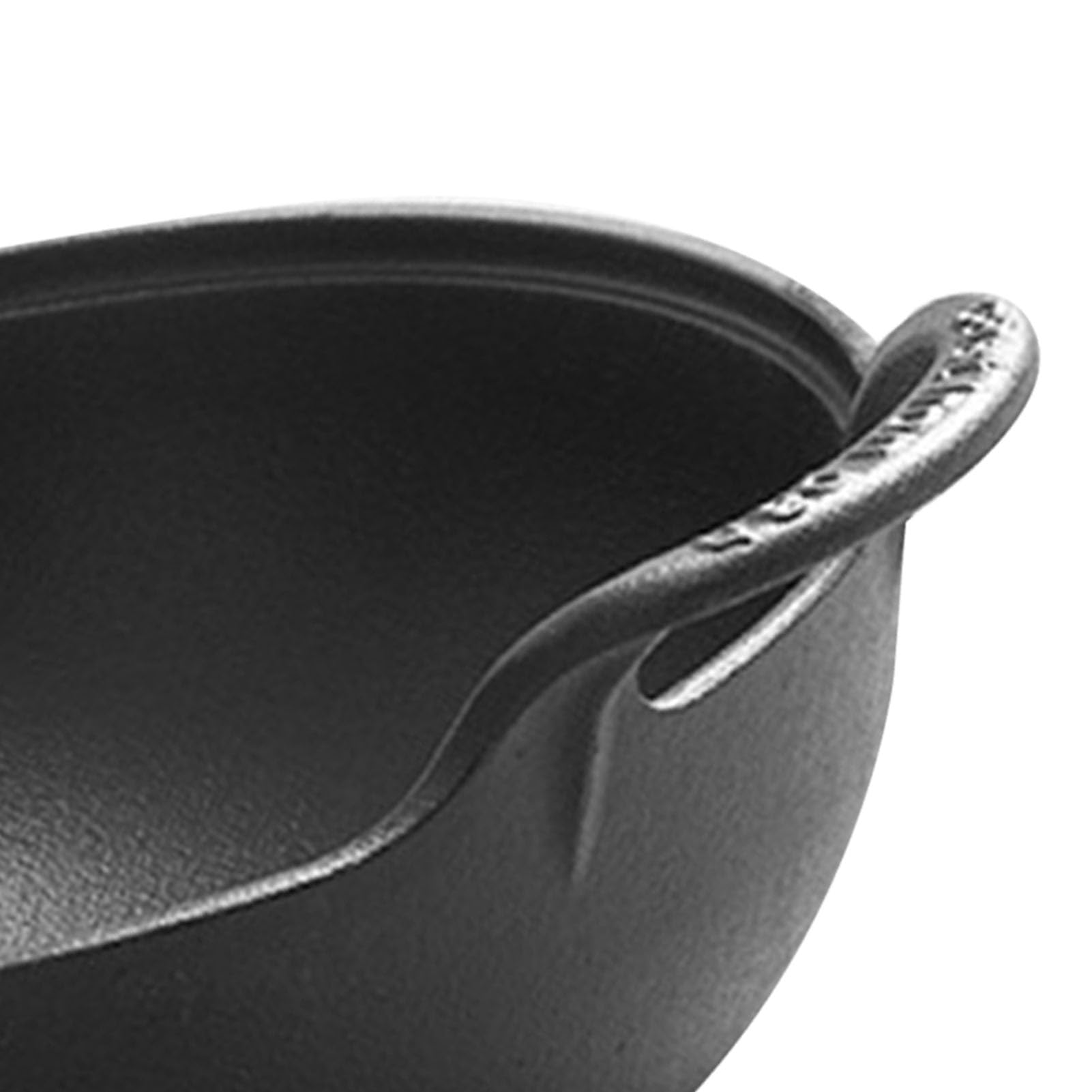 POENVFPO Pentola in Ghisa con Coperchio in Legno, 27 Cm (BLACK)