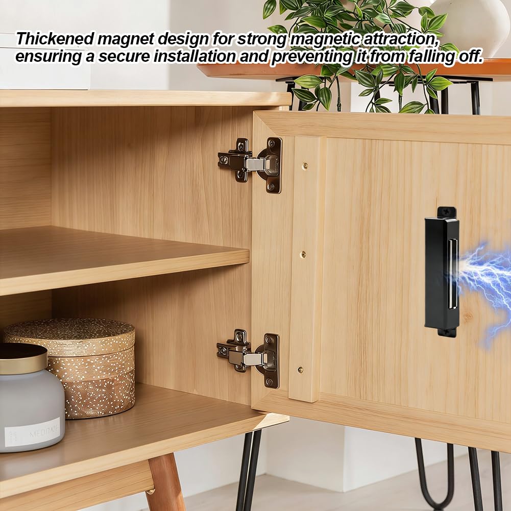 Zatrzaski magnetyczne, 6 sztuk magnesów na drzwi, bardzo mocne, mocne, magnetyczne drzwi szafy, stal nierdzewna, zapięcie magnetyczne do drzwi szafy, szafek kuchennych i szaf na ubrania, kolor czarny