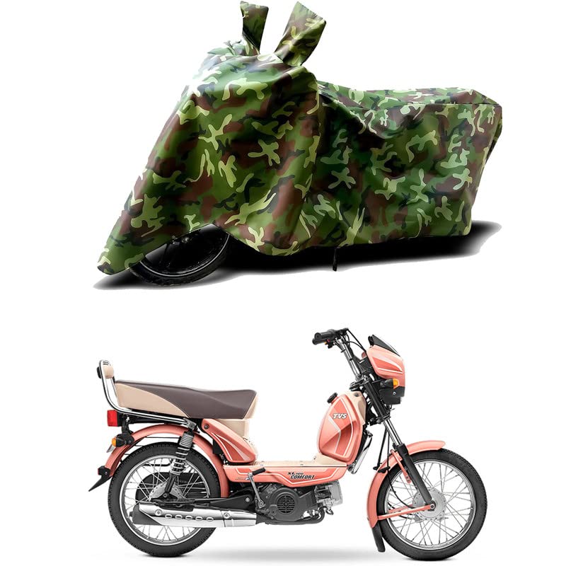 Image of 100% Water Resistant Bike Scooty Two Wheeler Body Cover Compatible for TVS XL100 Comfort i-Touch /UV-Rays /Heat Protection /Birds Dropping /Scratchproof /Dust Proof /Waterproof /All [Green MJ]