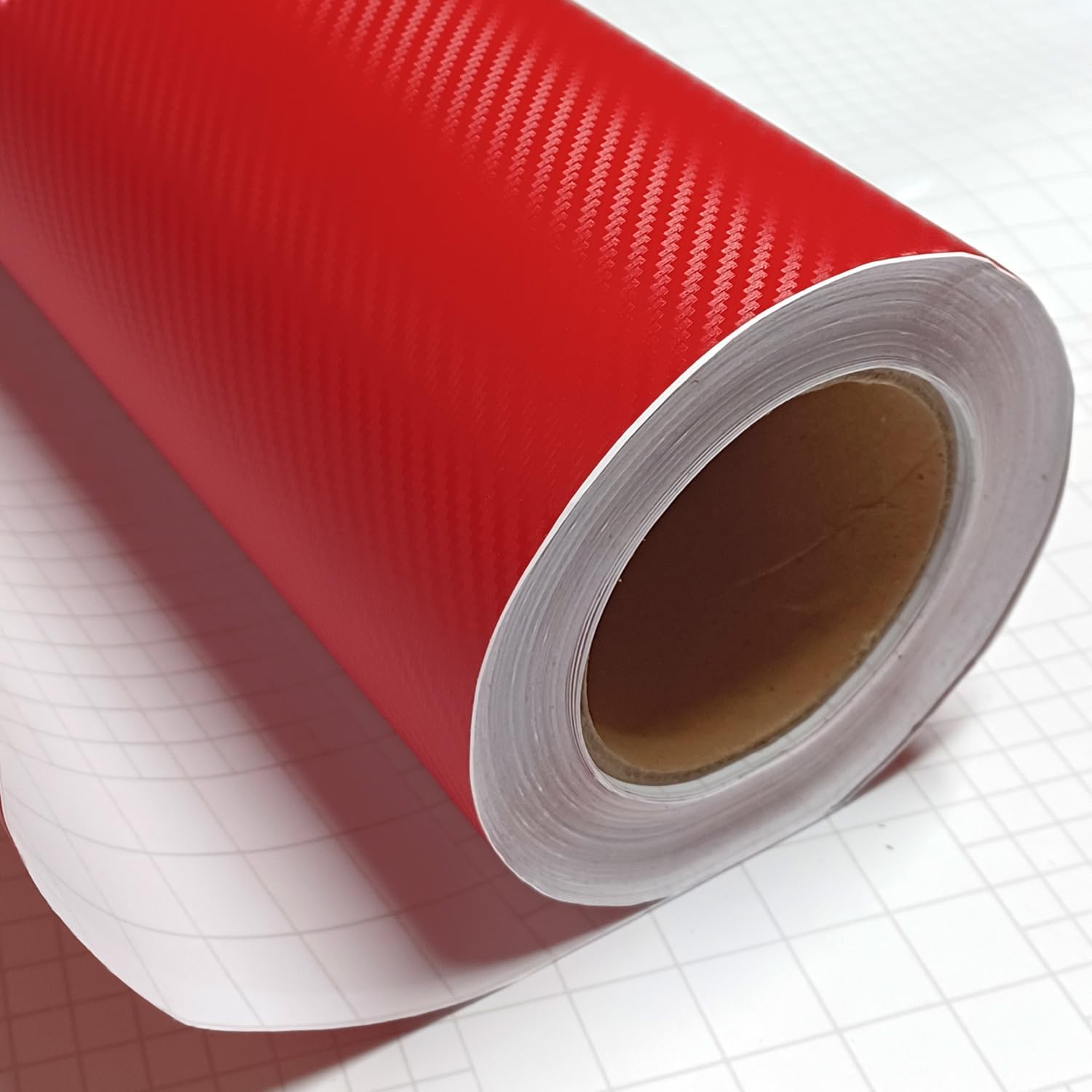 DIYAH 3D Red Carbon Fiber Film Twill Weave Vinyl Sheet Roll Wrap DIY Decals (120" X 60" / 10FT X 5FT)