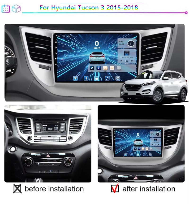 Autoradio Android Écran Tactile 9'' pour Hyundai Tucson 3 2015-2018 Bluetooth RDS USB - 2