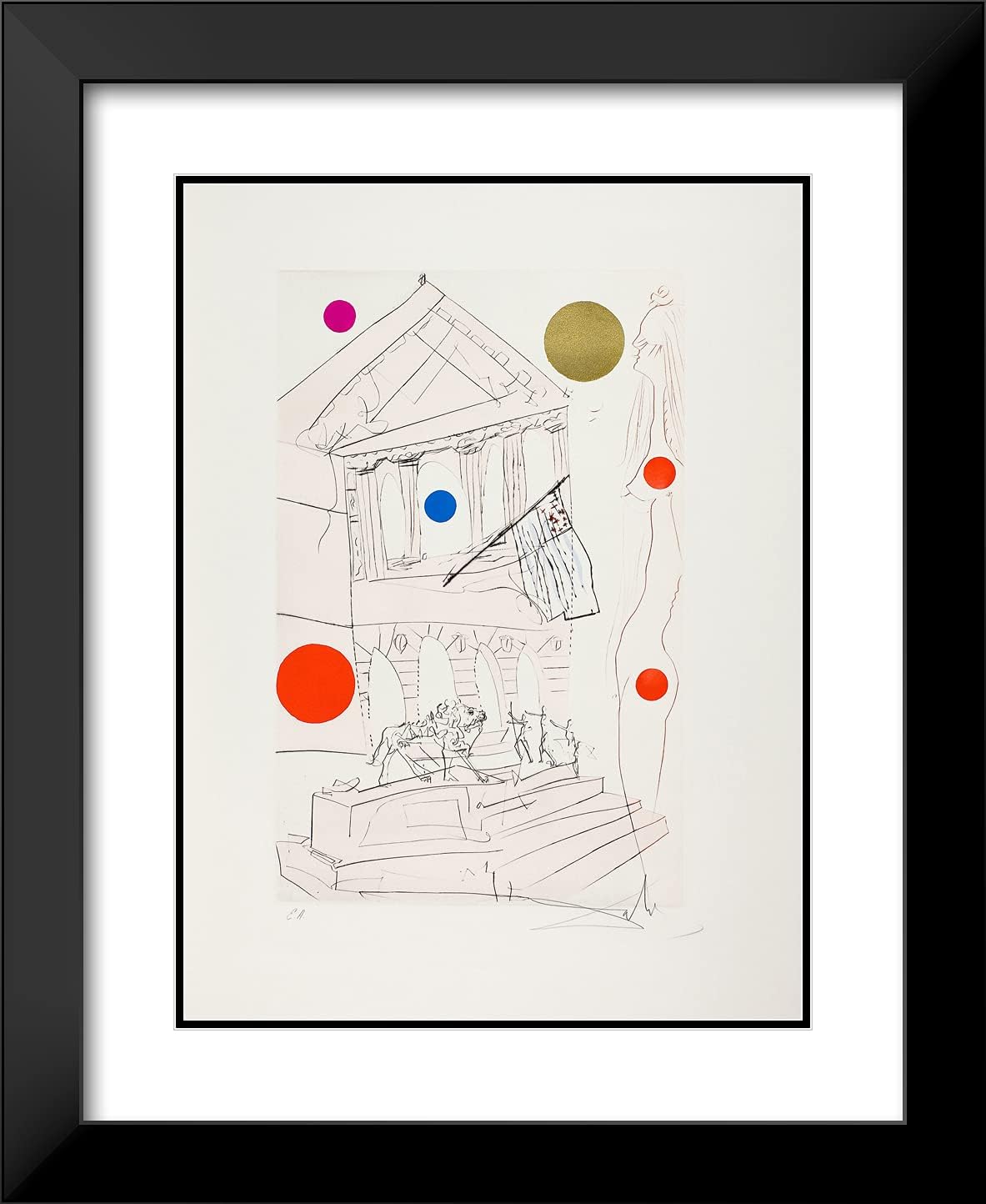 ArtDirect Salvador Dali 20x24 Black Modern Framed and Double Matted Art Print Titled The Art Institute