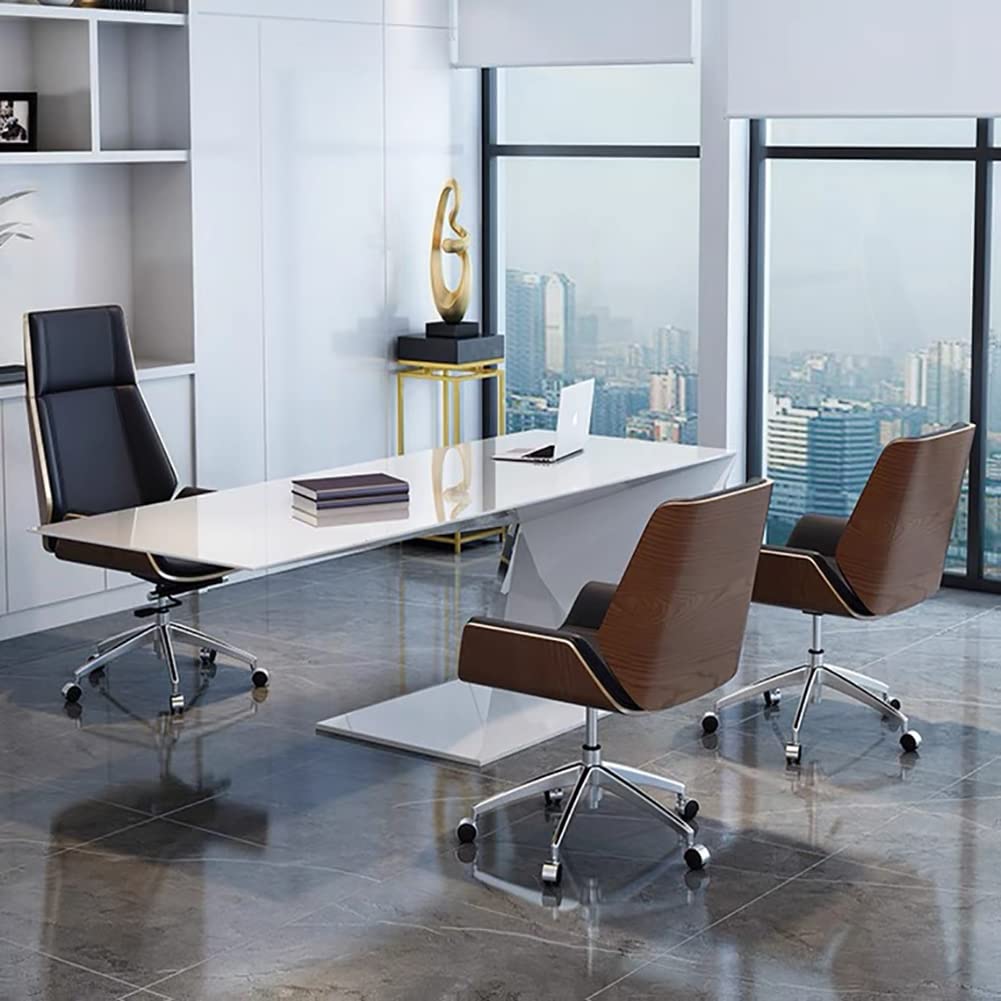 Ergonomiczne obrotowe krzesło biurkowe z kółkami, krzesło komputerowe z podłokietnikami, fotel z regulowaną wysokością, skórzany fotel do pracy