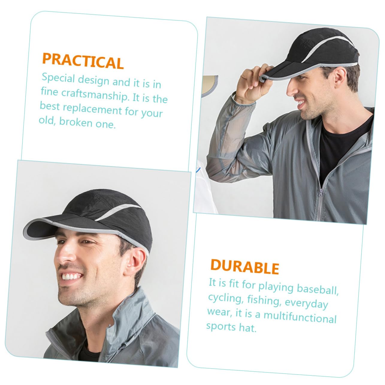 VANZACK Casquette de Baseball Respirante et Réglable pour Chapeau Multifonctionnel UV pour Sport Course et Activités de Plein Air Design