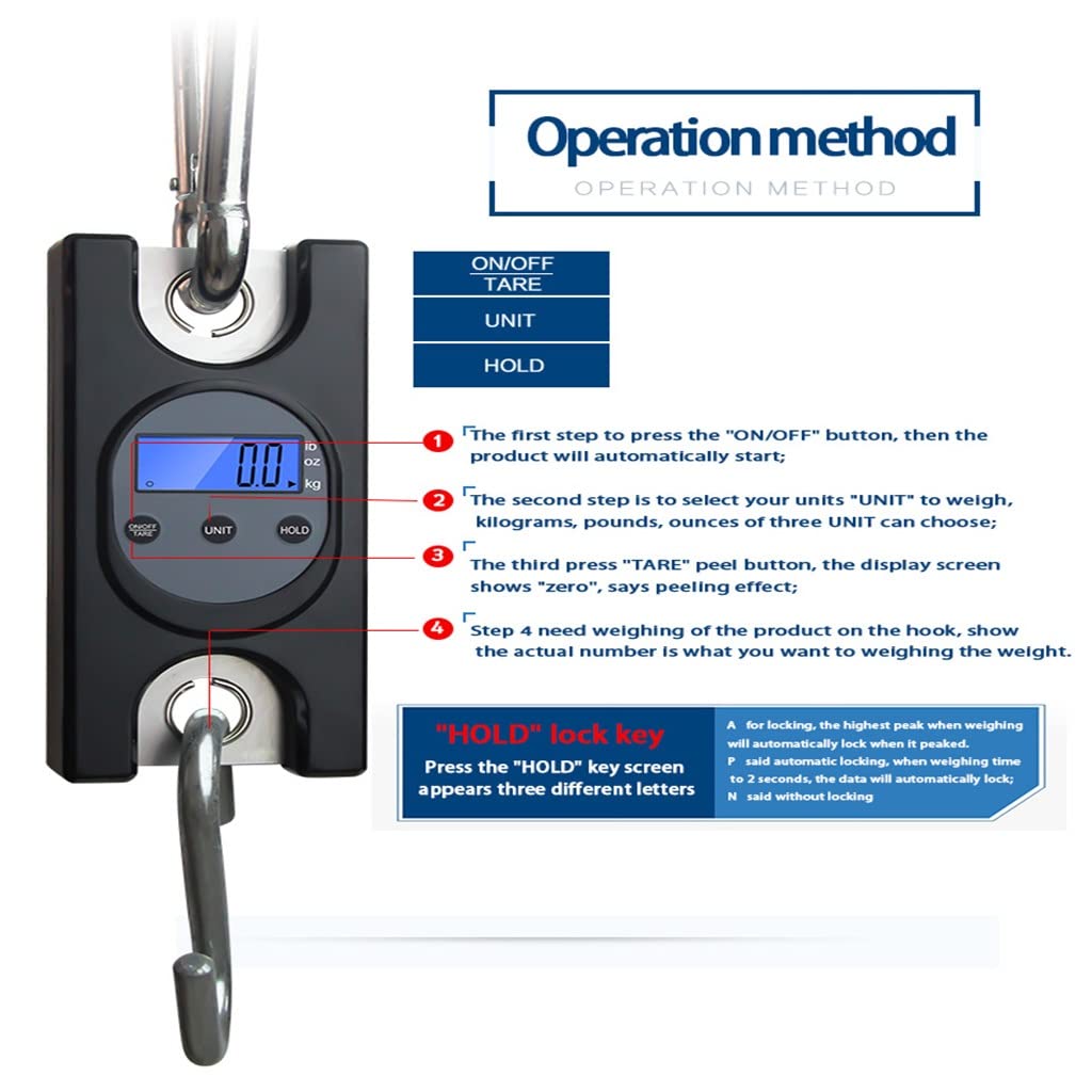 JFDBGU 300kg Electronic Luggage Scale Digital Weight Fishing Balance Pocket Hook Hanging Crane Scales