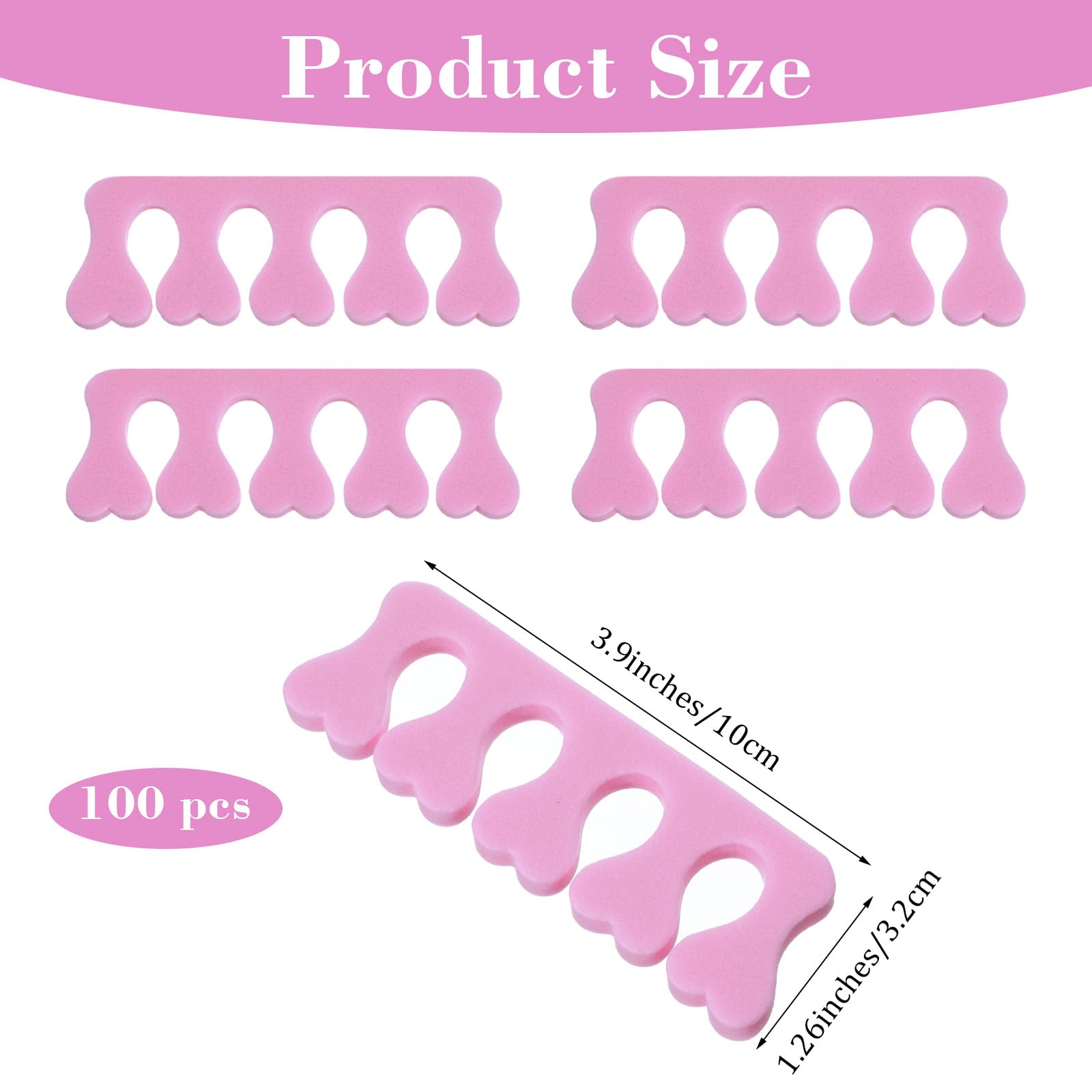 YBEATY 100 Pcs Sponge Toe Separators Premium Pedicure Tool Kit Soft Finger Separators Flexible Toe Divider Spacer for Polishing Pedicure Manicure Coating Gel Painting Nail Art Beauty Accessories - Image 2