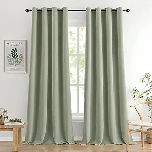MIULEE Blackout Curtains 96 Inches Long for Bedroom Living Room Thermal Insulated Room Darkening Grommet Top Solid Light Blocking Drapery Set of 2 Window Panels Sage Green