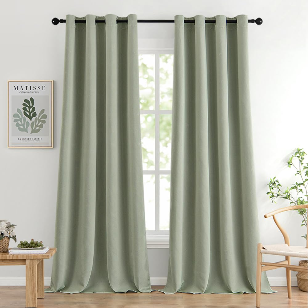 MIULEE Sage Green Blackout Curtains for Living Room 2 Panel Set
