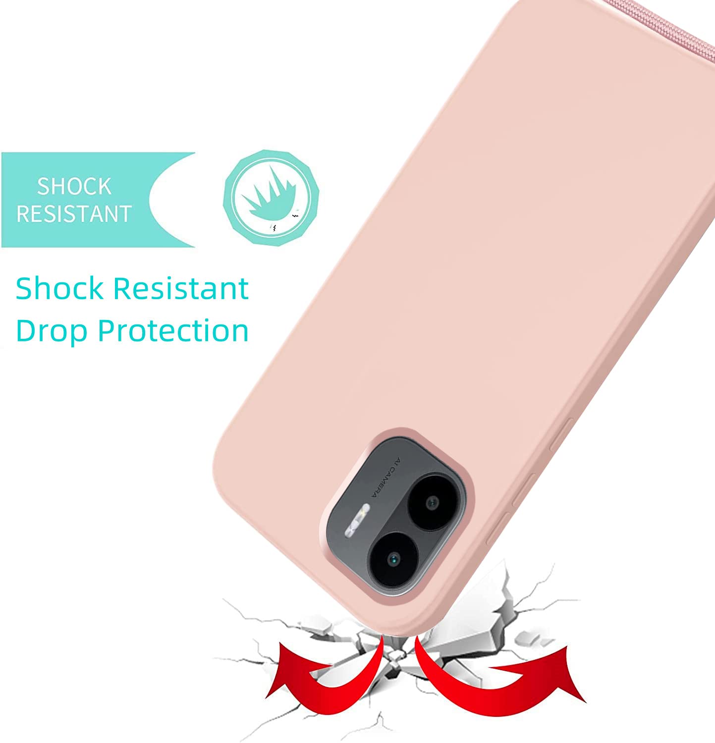 Yoedge Cover Con Cordino Per Xiaomi Redmi A1 6,52'' – Custodia TPU Morbida Con Tracolla Regolabile – Rosa - 6