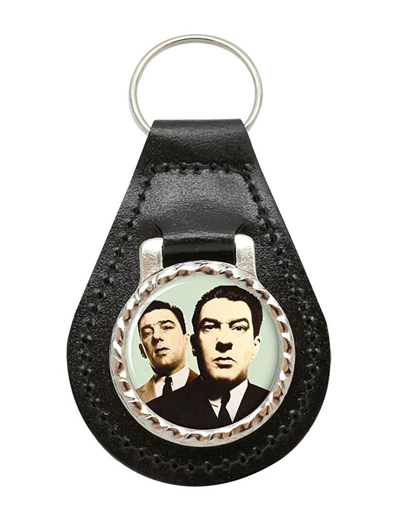 Giftshop Uk Unisex Black Leather And Silver Metal Krays Leather Key Fob