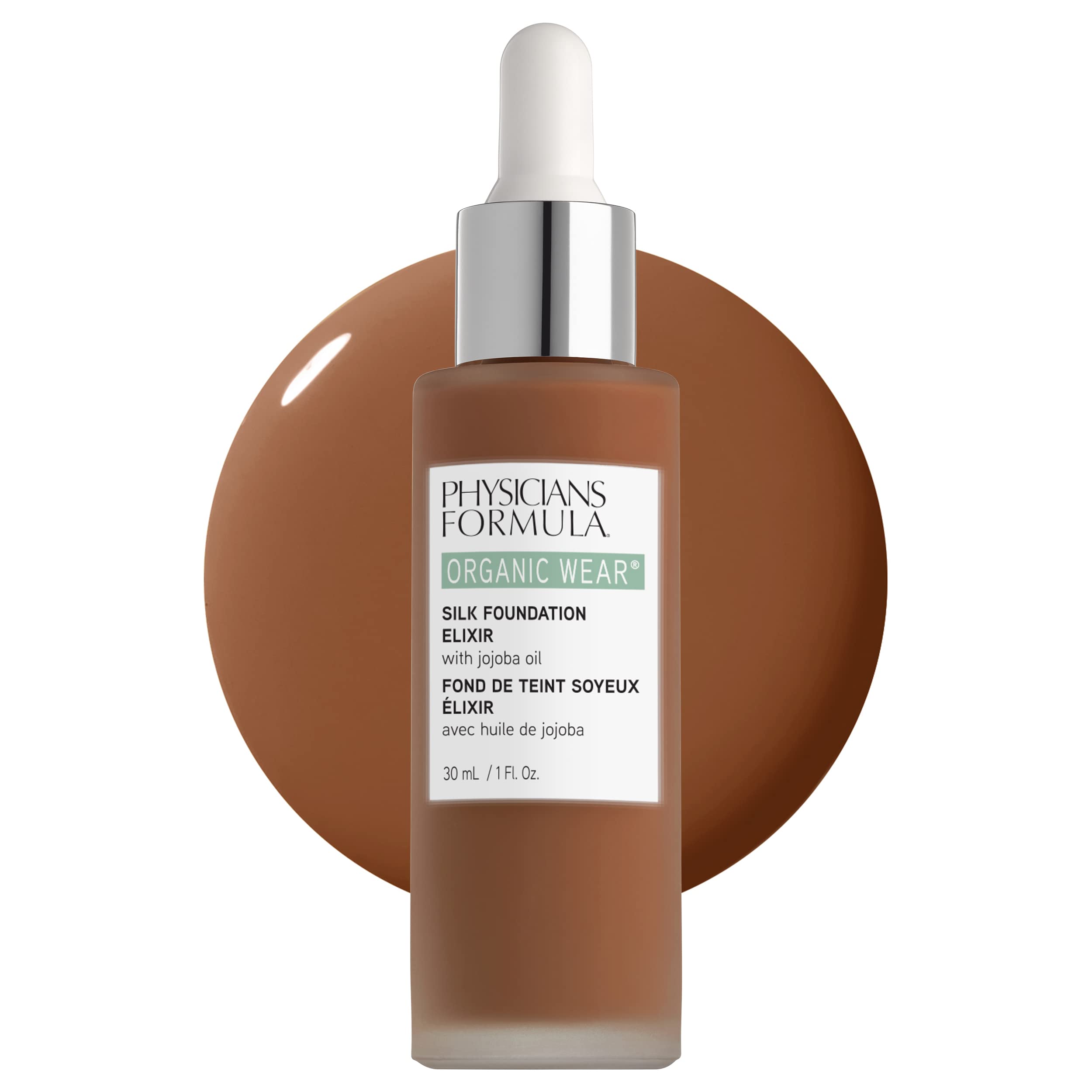 Physicians Formula Organic Wear All Natural Liquid Foundation Elixir Deep Cool, Full Coverage | Dermatologist Tested, Clinicially Tested