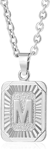 Collar con colgante de inicial, chapado en oro de 18 quilates, collar de letras de acero inoxidable personalizado con nombre para mujer, Metal, no