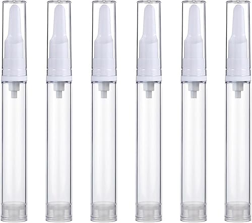 Qeuly Paquete de 6 tarros de bomba sin aire para base de viaje, dispensador de crema de ojos, botellas vacías recargables para cosméticos para