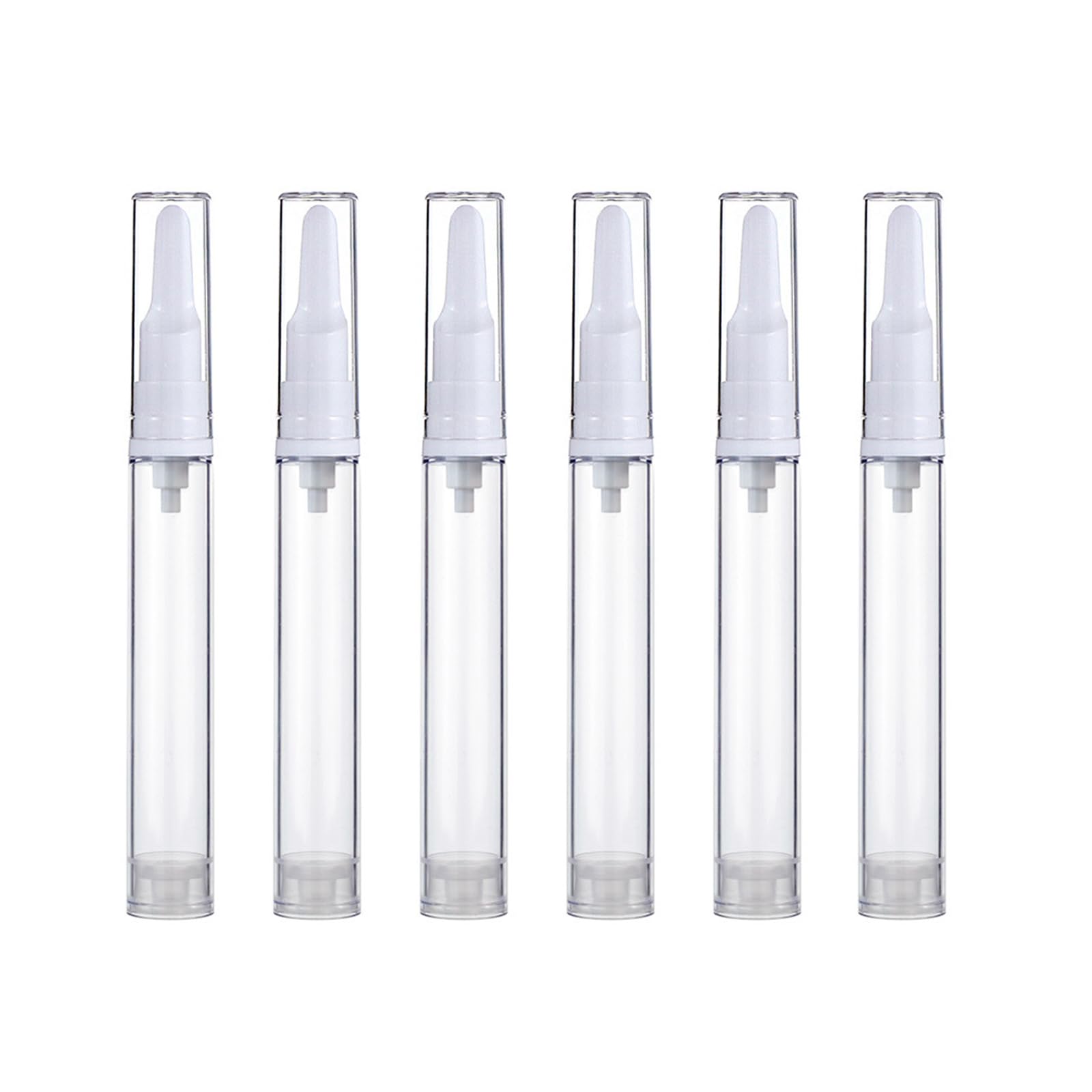 6 Pack Airless Pump Jars Travel Foundation Container, Travel Size Eye Cream Dispenser Empty Refillable Cosmetic Pump Bottles for Lotion Skincare Serum 5ml