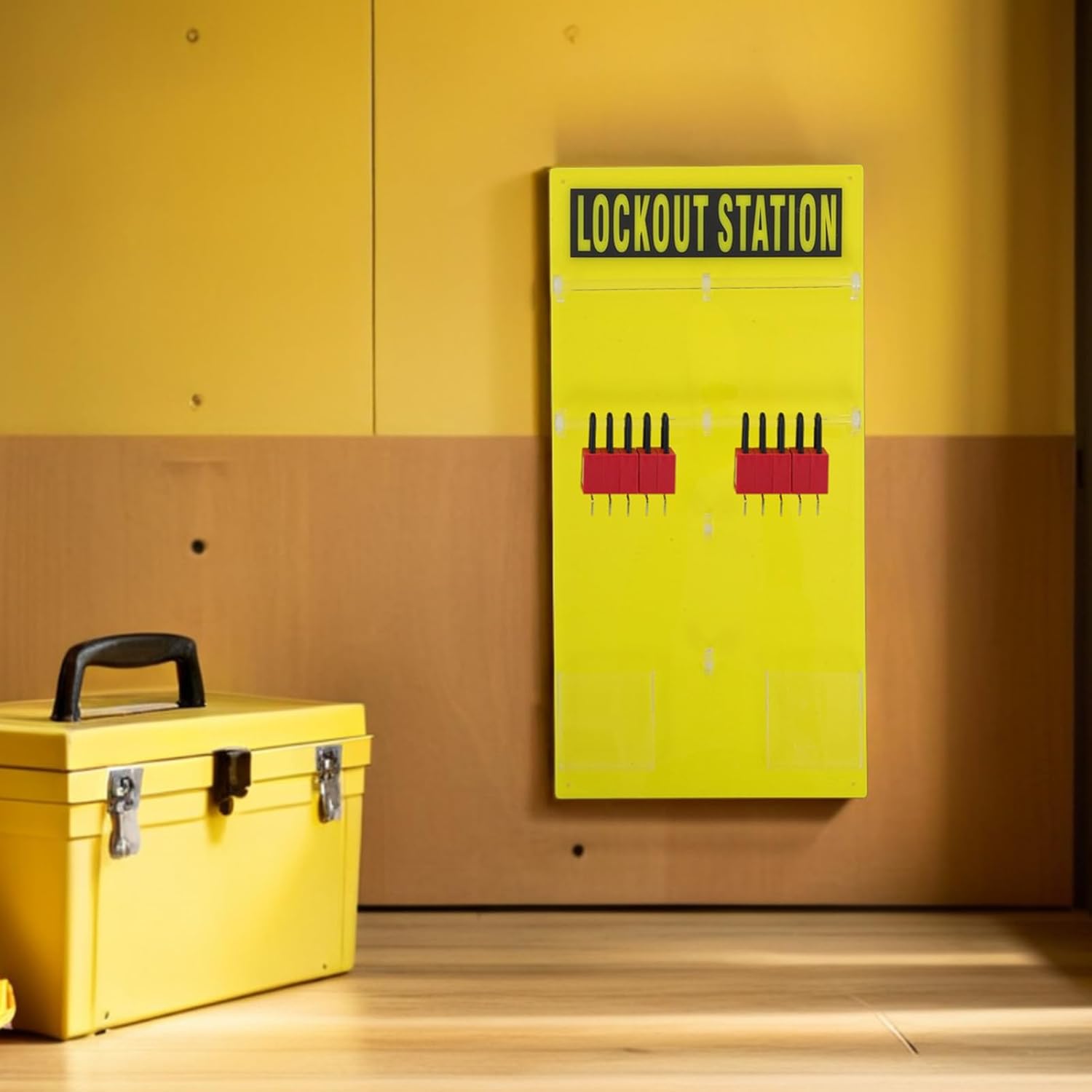 ロックアウトタグアウトボード：ロックアウト オーガナイザー壁掛けロックボックス - 電気および機械メンテナンス用の高耐久ロックアウト