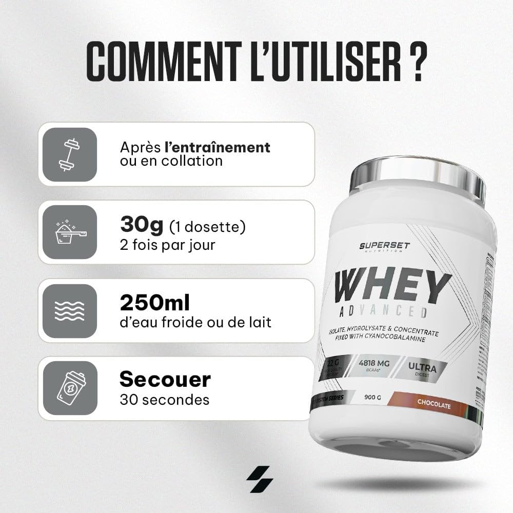 Superset Nutrition - 100% Whey Protein Advanced (900g) - 74% Protein - Isolat + Konzentrat + Hydrolysat, Optimierte Verdauung, Reich an BCAA und Glutamin - Choco-Nut