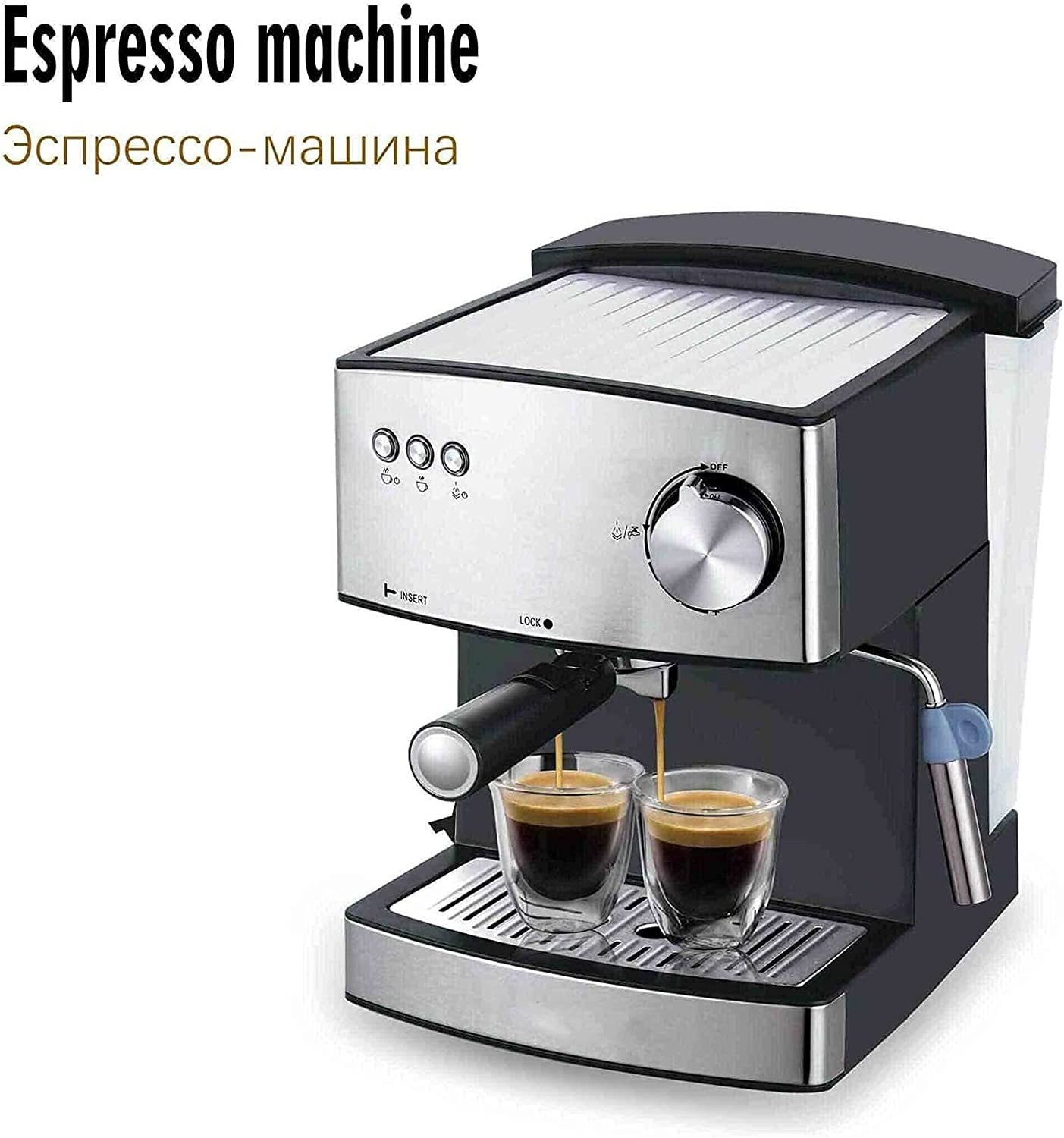 Cafetera Espresso Y Capuchino con Vaporizador De Leche, Compacta Y Profesional, para Café Latte Y Moca, De Acero Inoxidable Cepillado.