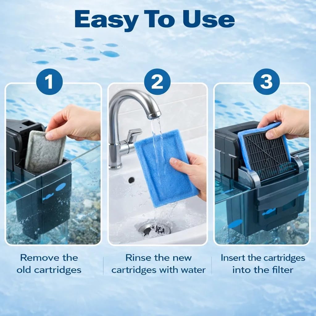 24 Pack Aquarium Filter Cartridges for Aqua-Tech 30-60/20-40 Gallon Fish Tank Power Filter Replacement EZ-Change #3