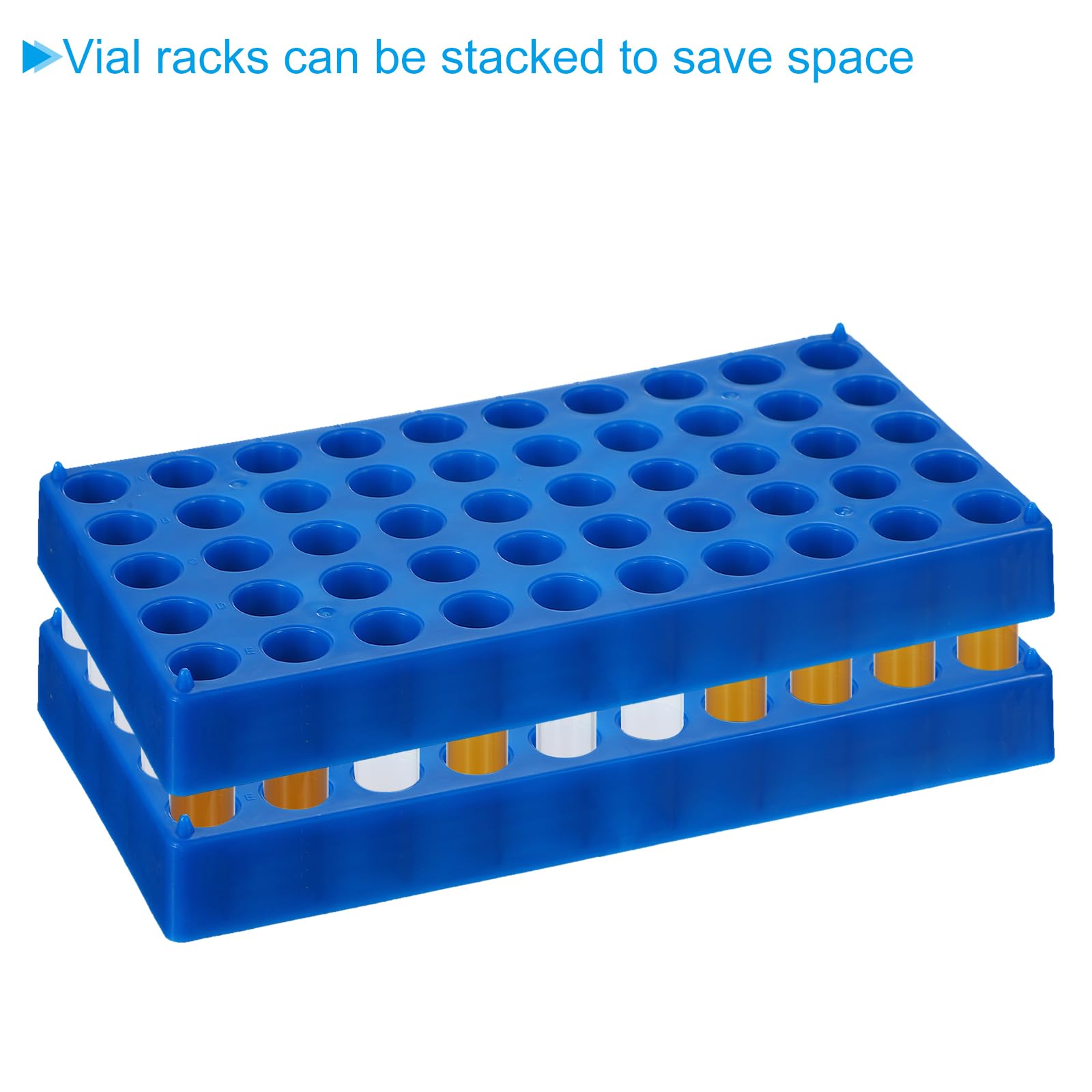 PATIKIL Vial Halter Für 20ml Autosampler Vials 3er Pack Vial Halterung 40-Well Stapelbarer Test Tube Rack Vial Halter Für Mikrozentrifugenröhrchen Blau