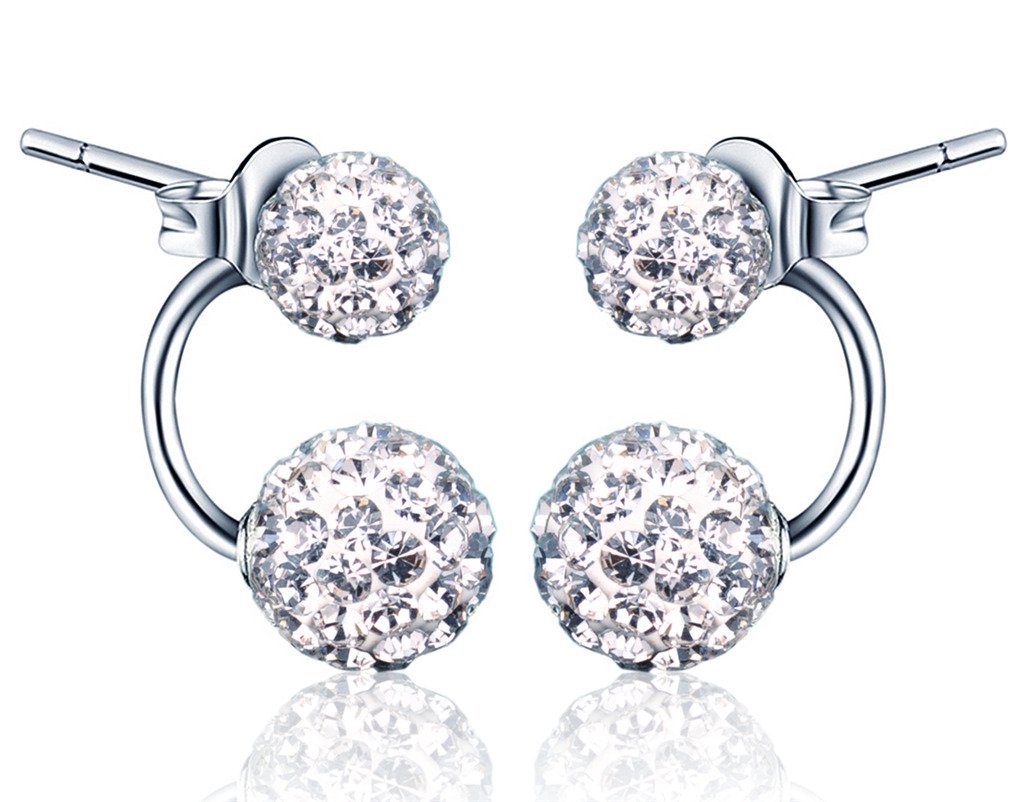 Yumilok 925 Sterling Silber Zirkonia Doppel Sterne Stab Ohrhänger Ohrring Jackets Hypoallergen DIY Ohrschmuck für Damen Mädchen