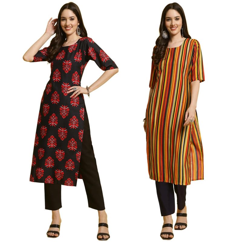 Pinkmint Kurta & Pant Set Ll Printed Kurti Ll Combo Kurta Set Ll (Pack Of 2)