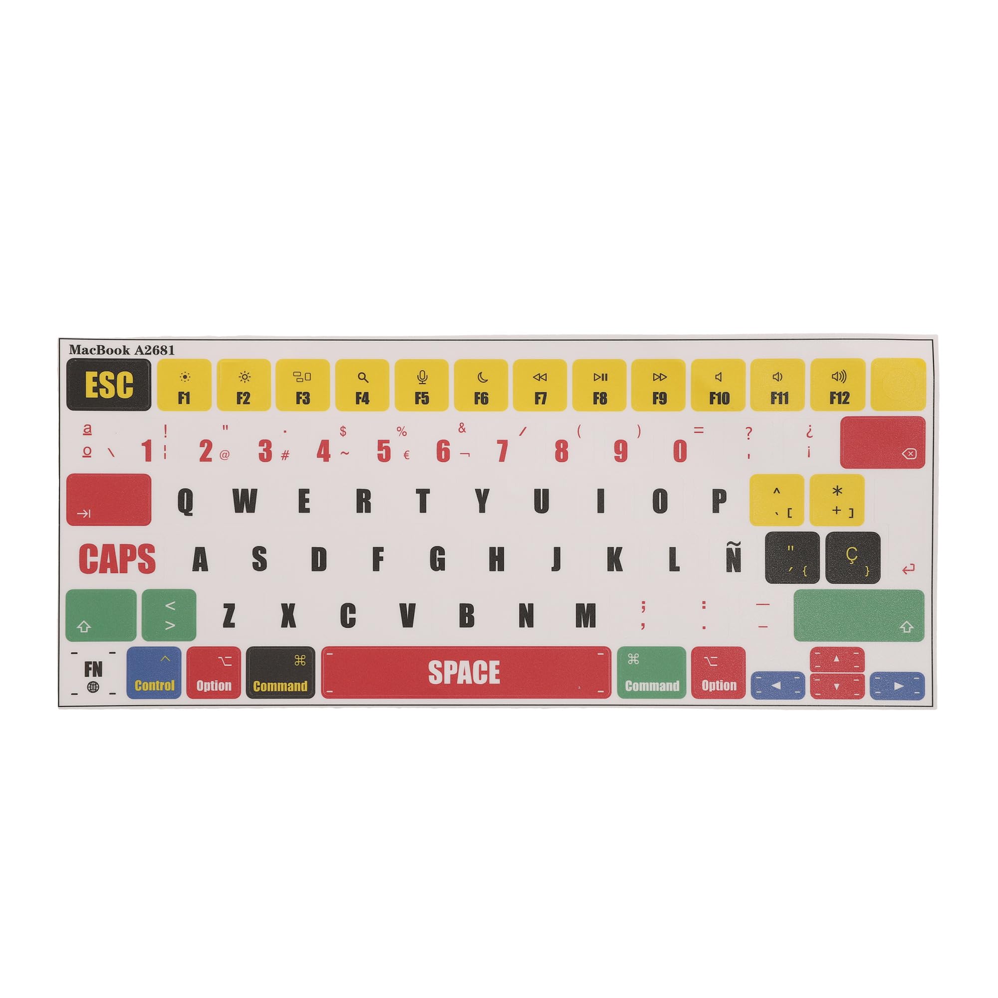 kwmobile Sticker para Teclado Apple MacBook Air 13.6 M2 (A2681) Touch ID Model Pegatina - Stickers para Teclado QWERTY español de Vinilo - Multicolor
