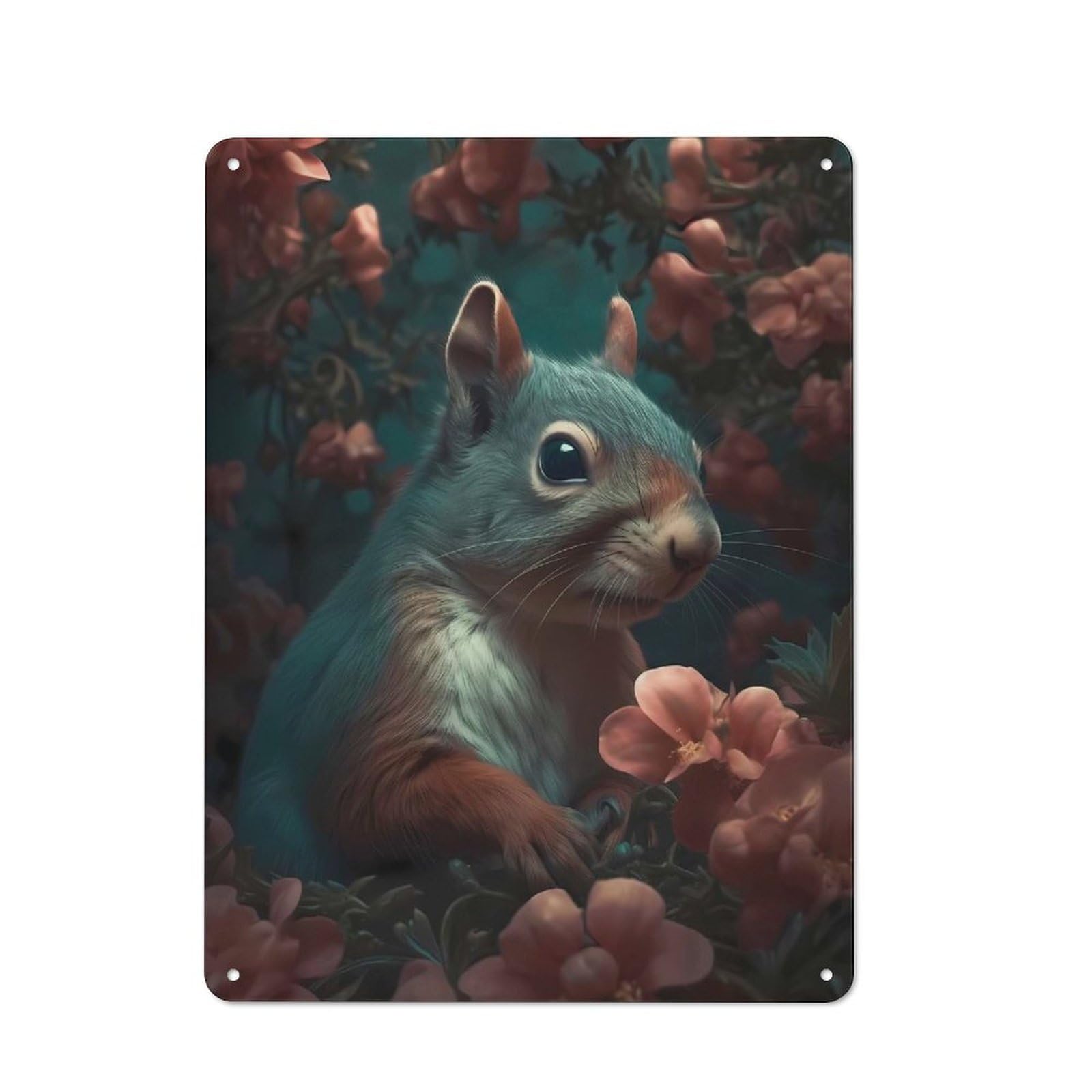Junmoney Squirrel Mythical Rustic Tin Sign 40X30cm Featuring For Bar Or Restaurant, Seasonal Metal Wall Decor For Autumn Interiors