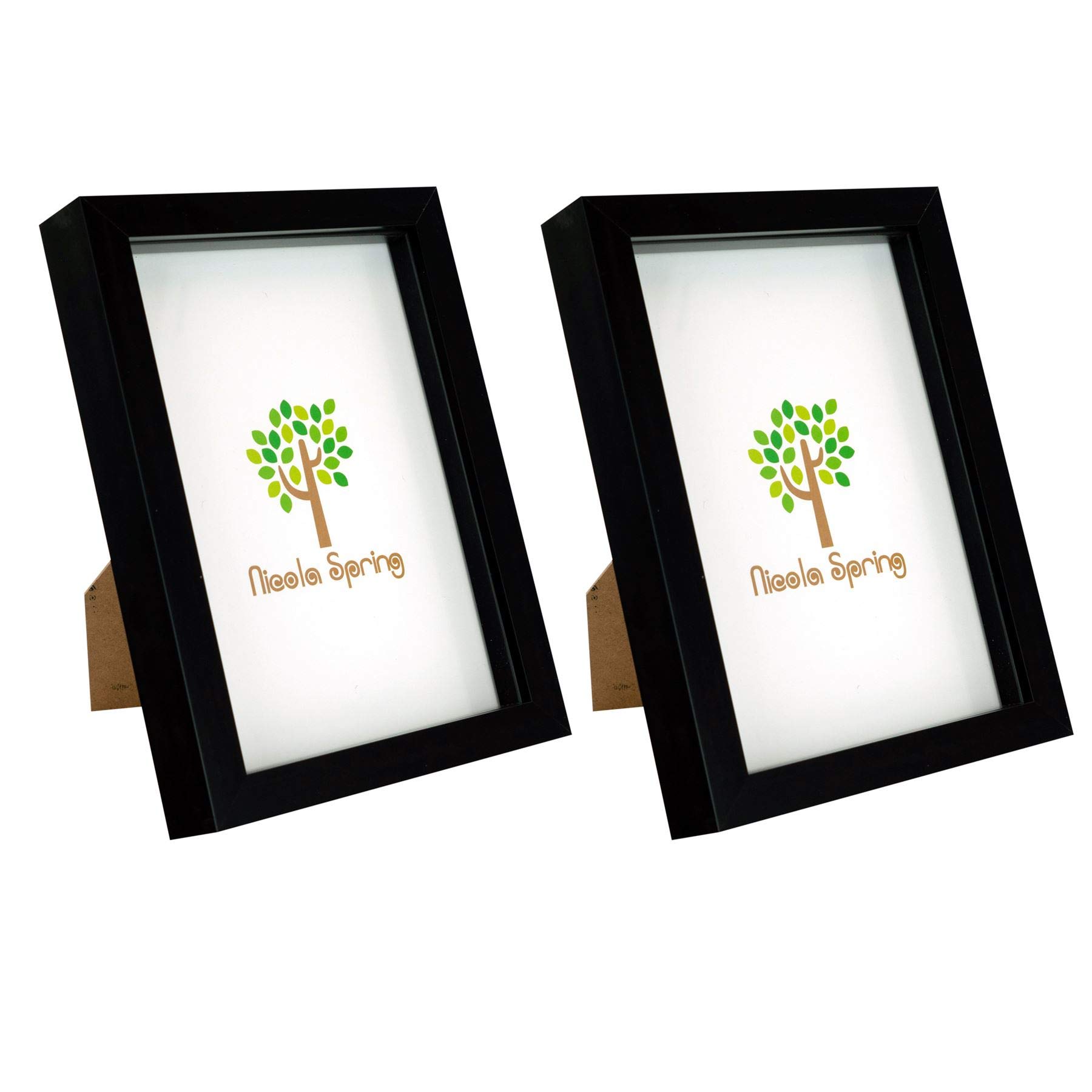 Nicola Spring Black 3D Shadow Box Photo Frames - 6 X 8 (15 X 20Cm) - Pack Of 2 - 3D Photo Frame A5 Picture Frame Box Portrait Display Case For Crafts, Keepsakes, Wedding, Graduation Small