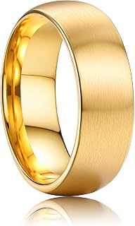 ORAZIO Stainless Steel Wedding Rings for Men Women 6mm 8mm Mens Wedding Band Sliver/Black/Gold Plated Brushed Matte Finish Surface High Polish Edge Mens Rings Engagement Promise Ring Comfort Fit 6-14