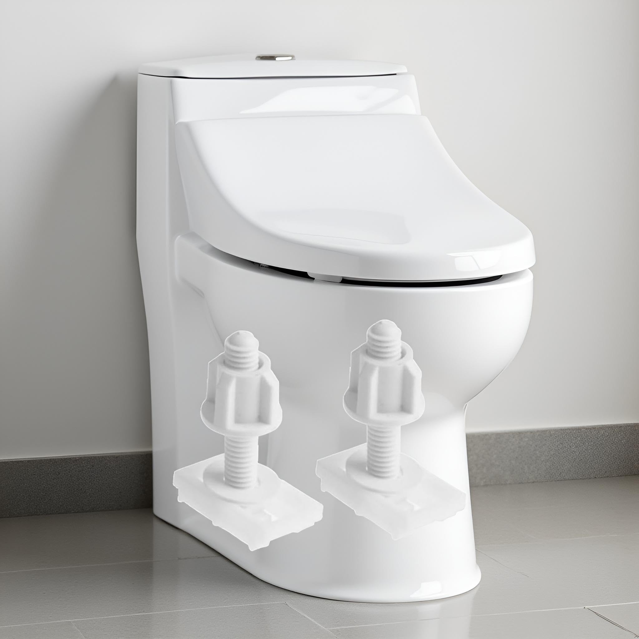 2-Pack White Plastic Toilet Seat Hinge Bolts – Universal Fit, Includes Screws, Nuts & Washers, For Securing Toilet Seats And Lids, Easy Install Bathroom Replacement Kit