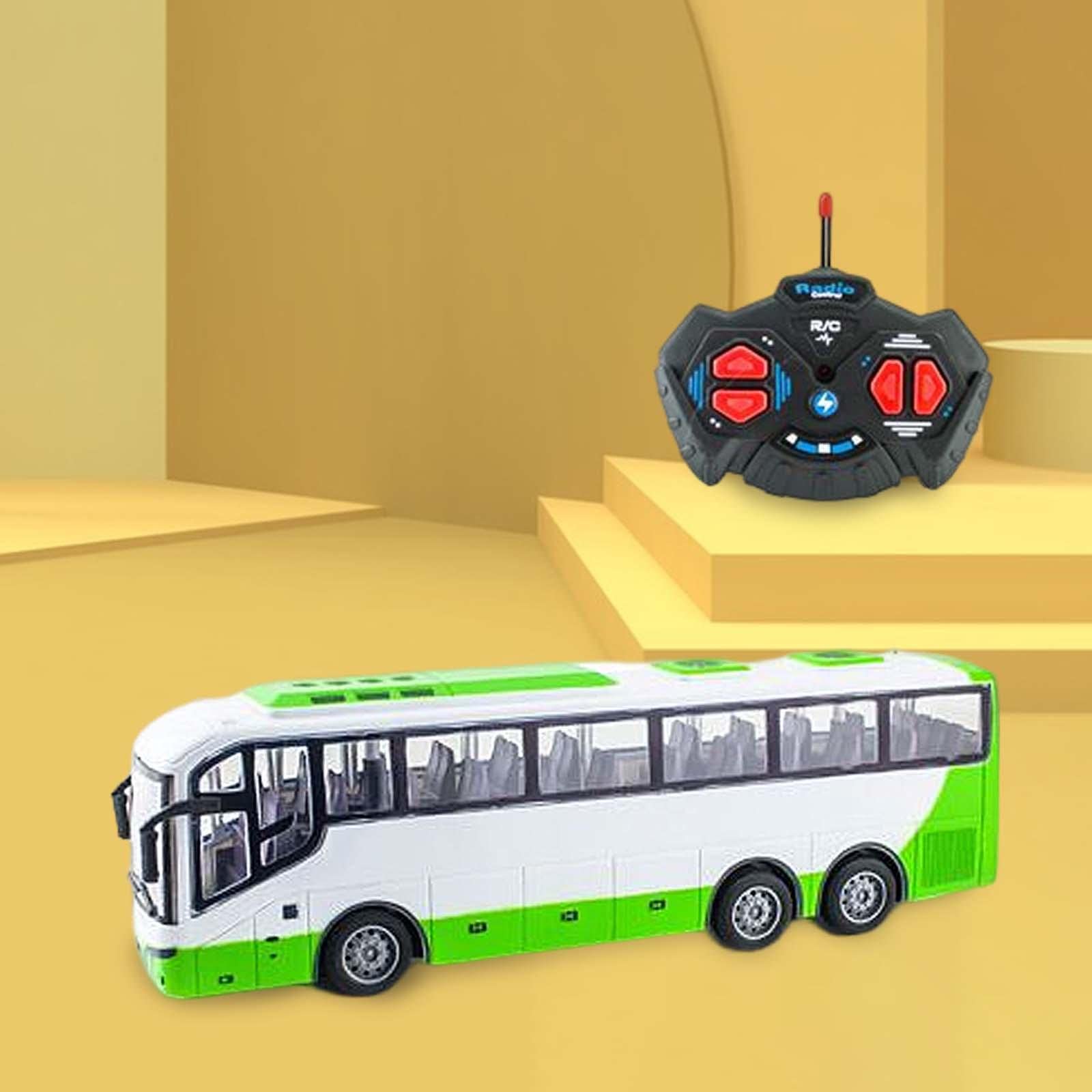 Coche Teledirigido a Escala 1/30, Luces Realistas, Juguetes de, Camión Electrónico, Autobús Escolar RC para Niños, Regalos de Cumpleaños, Verde
