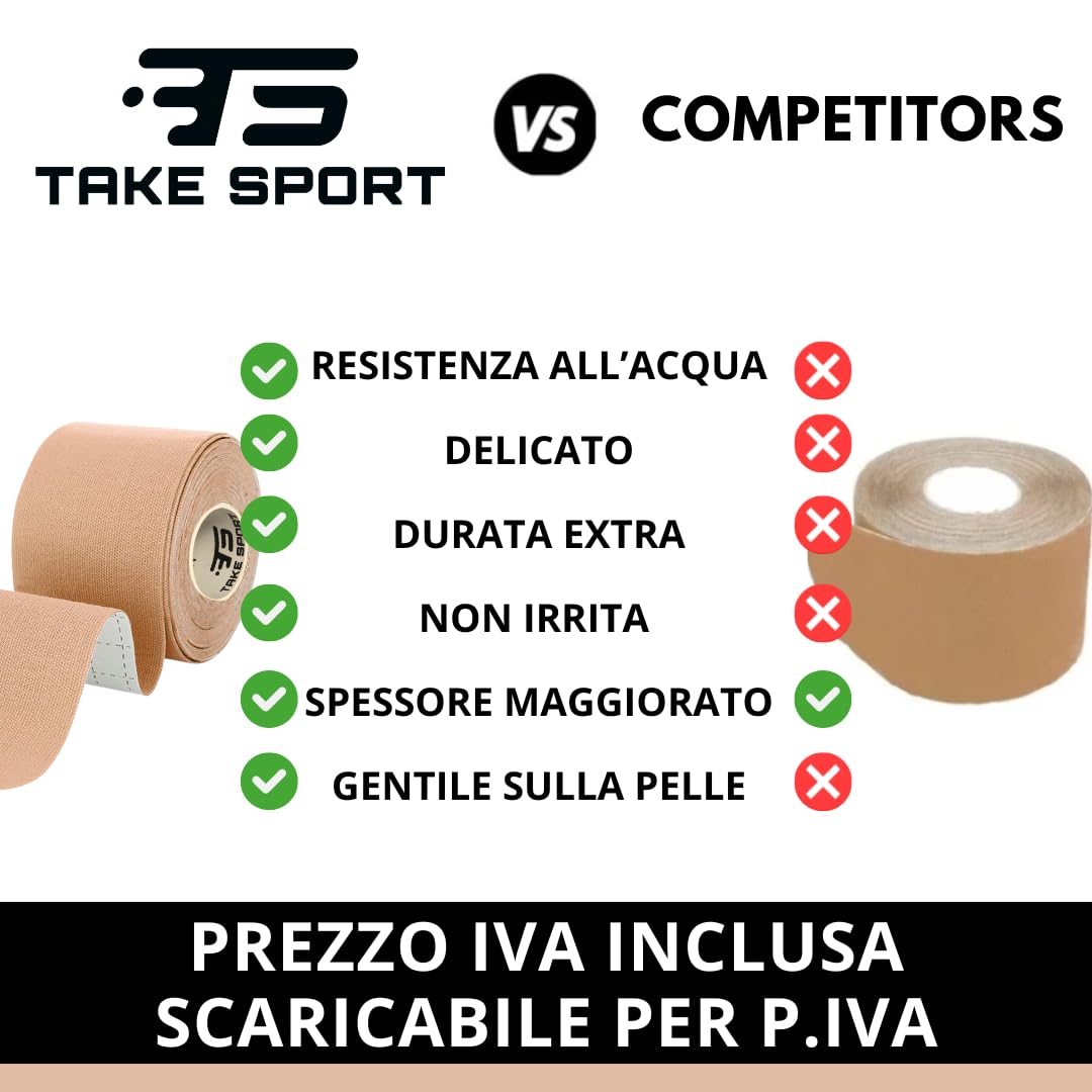 TAKE SPORT Kinesio Gentle taśma kinezjologiczna, taśma kinezjologiczna, taśma kinezjologiczna, 12 rolek, 5 x 5 m każda, 95% bawełna, 5% spandex, elastyczna, do skóry wrażliwej, beżowy (kolor