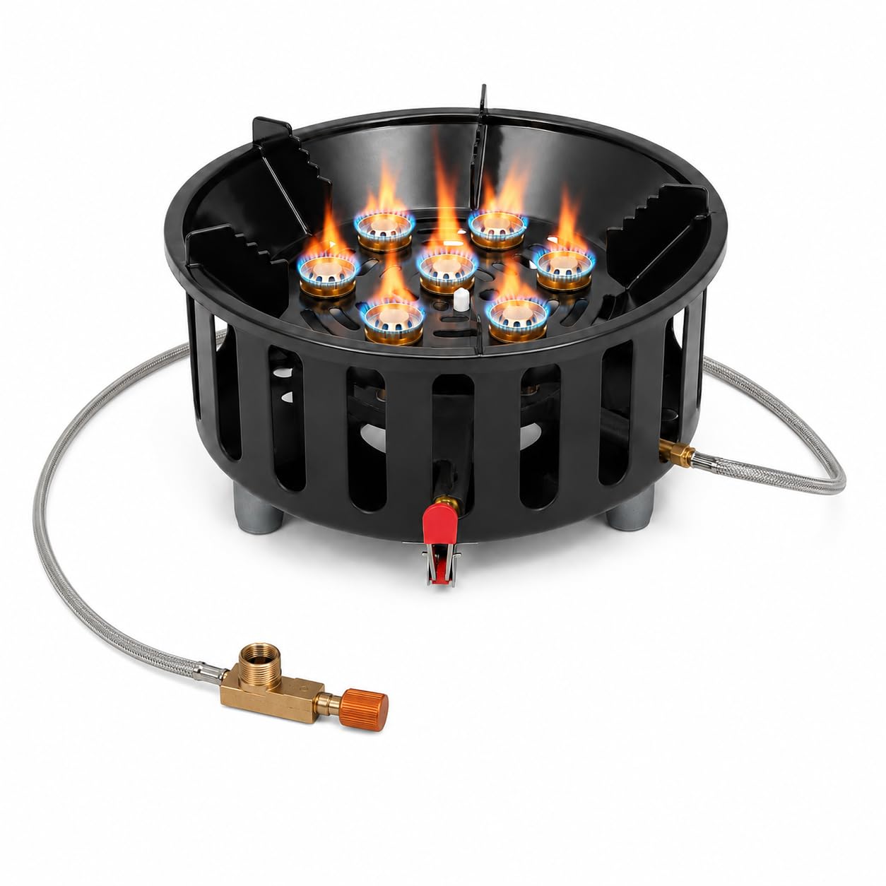 Réchaud de camping 21000 W, portable, avec 3 adaptateurs pour propane et butane, cuisinière à gaz d'extérieur légère avec allumage électronique, idéal pour les randonnées, la randonnée et le camping