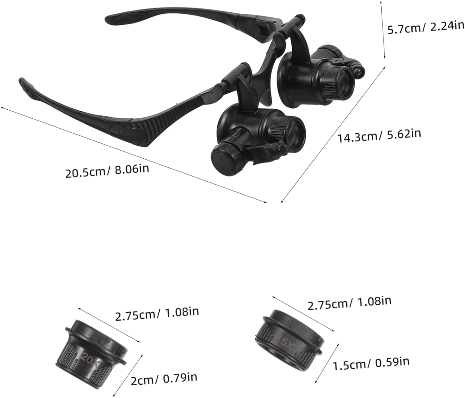 Beavorty Headset Magnifier with Detachable Lens - 10x 15x 20x 25x LED Head Mount Magnifier - Headband Magnifying Glass for Jewelry Repair
