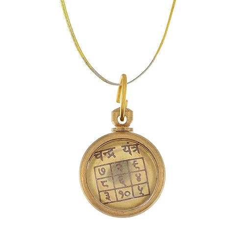 Chandra Grah Yantra Golden Ashtadhatu Alloy Pendant