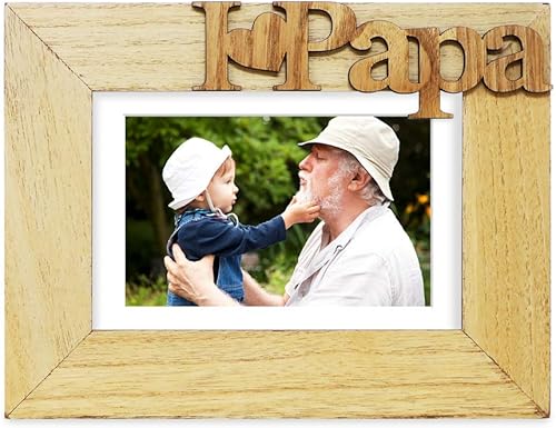 Miniatura 2 de Isaac Jacobs - Marco de fotos de madera con texto en inglés "I Love Papa" I Heart Papa, regalo de fotos para papá, abuelo, familia, para mesa,