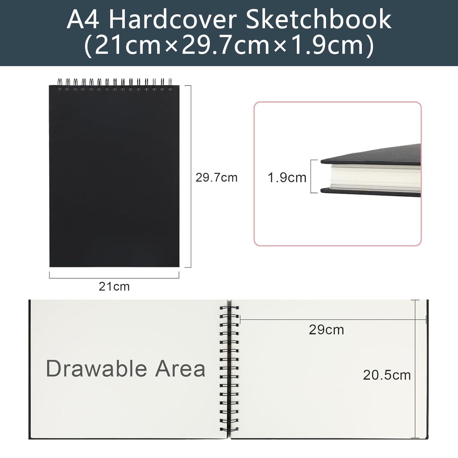 KRAFT GEEK Carnet de croquis A4 160 g-m² 60 feuilles de haute qualité