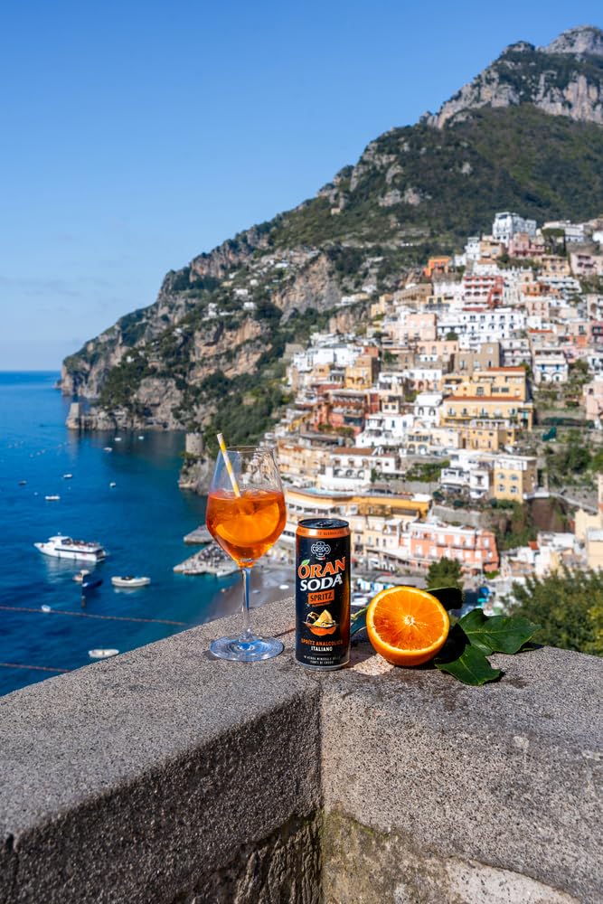 ORAN SODA SPRITZ (24x330ml) - Italienische Limonade von FONTI DI CRODO mit natürlichem Quellwasser & Bitterorange. In Einwegdose ohne künstliche Zusätze, alkoholfrei - Ideal für Aperitif & Cocktails