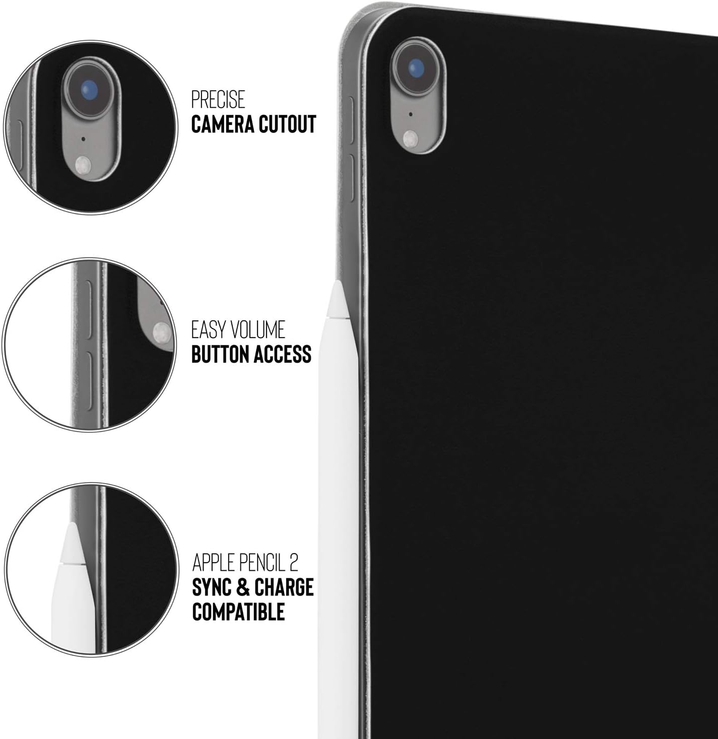 🛒 Crazy Deals PIPETTO 2018 Smooth 12.9 inch iPad Pro (3rd Gen) Folio Pencil Case Pencil 2 Sync and Charge Defender Stand Shell Cover for Apple 5 in 1 Folding Position with Auto Sleep/Wake Function - Black