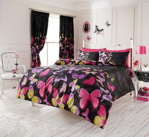 Hendem® Printed Modern Bedroom Duvet Cover Fashion Butterfly Quilt Cover Floral Bed Linen With Pillow Case (King, Fashion Butterfly Black)