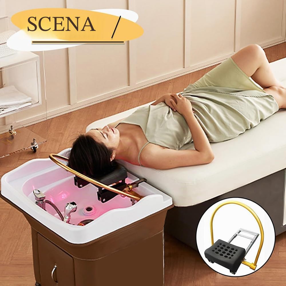Supporto per Circolazione Dell'acqua,Telaio per Attrezzatura per Spa per la Testa,Head Spa Terapia dell'Acqua Portatile Accessori,con Kit di Cuscini,360° Regolabile,Per la cura del cuoio capelluto
