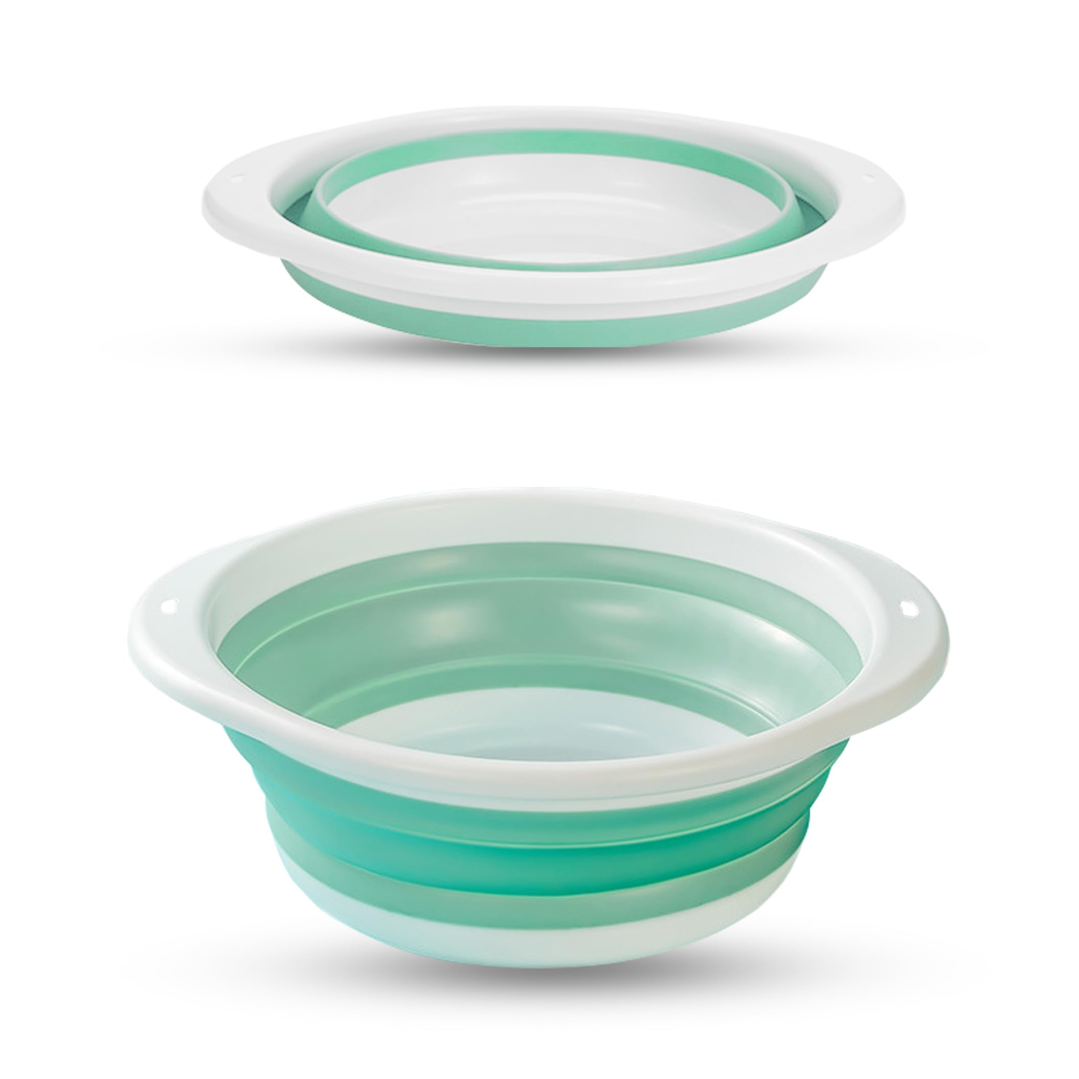 Collapsible Washing Up Bowl, Portable Folding Hand Wash Basin, Multipurpose Outdoor Travel Basin, Washing Up Bowl, Silicone Bowl Tub for Travel Camping Caravans Baby & Adult Wash (Green White, Medium) — image 1