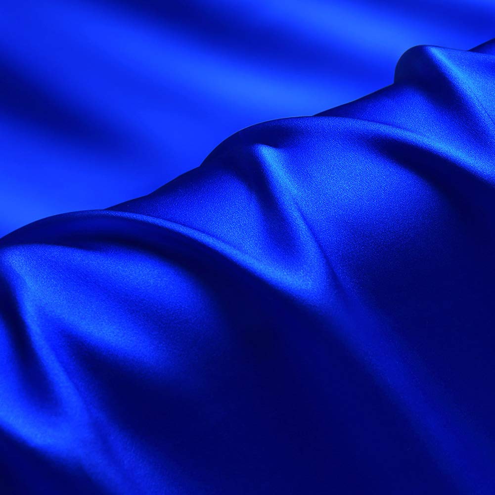 TPOHHRoyal Blue 100% Pure Silk Fabric Solid Color Charmeuse Fabric by The Pre-Cut 1 Yard for Sewing Width 44 inch