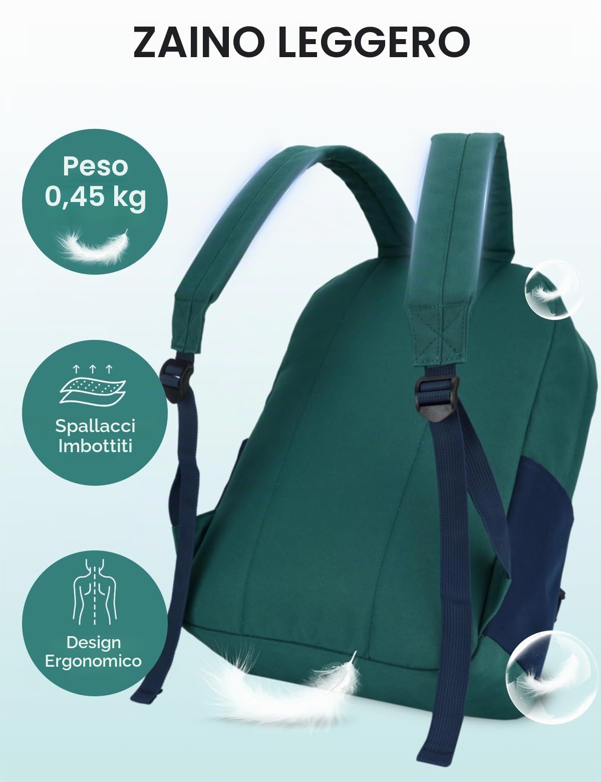 VASCHY Zaino da Scuola Multicolore Casual, Zaino Università per Studenti Adolescenti con Design Color Block Zani Ideale per Commute e Viaggio Leggero