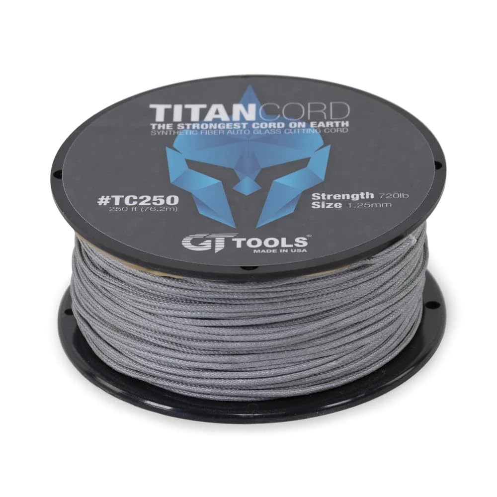 Titan Cord Auto Glass Cutting Line The Strongest Auto Glass Removal Synthetic Fiber Cutting Cord on Earth - 250ft Spool