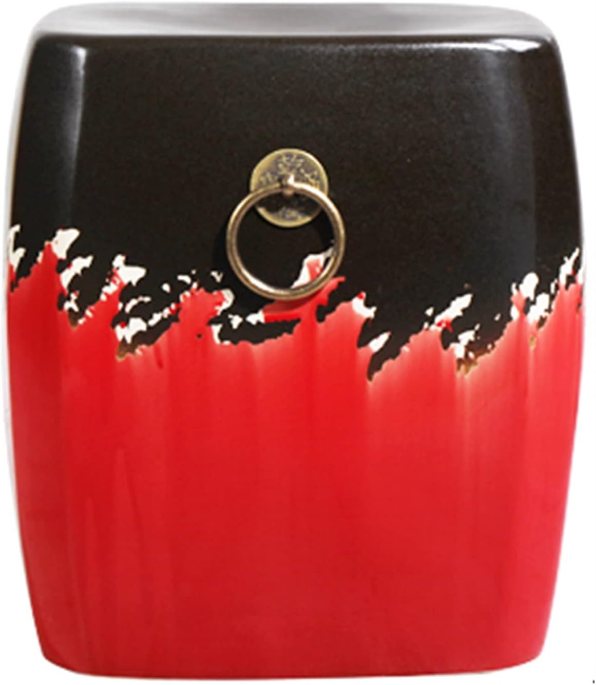 Decorative Stool,Outdoor Stool, Square Ceramic Garden Stool，Dressing Stool, Suitable for Garden, Patio, Lawn,Home Indoor & Outdoor(Yellow)