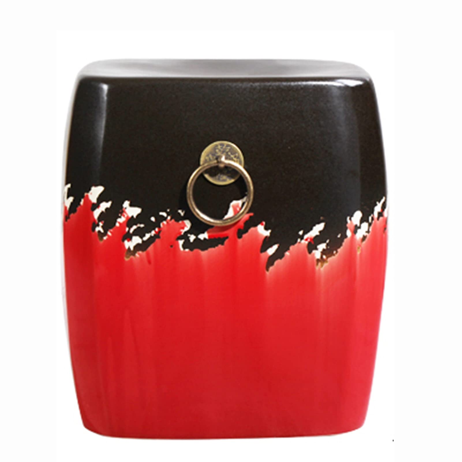 Sgabello da giardino quadrato in ceramica, sgabello, adatto for giardino, patio, prato, interni ed esterni domestici(Red)