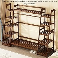 Vista 6 de Perchero con almacenamiento de zapatos, armario de bambú para almacenamiento de ropa, 63.0 x 16.5 x 55.1 in