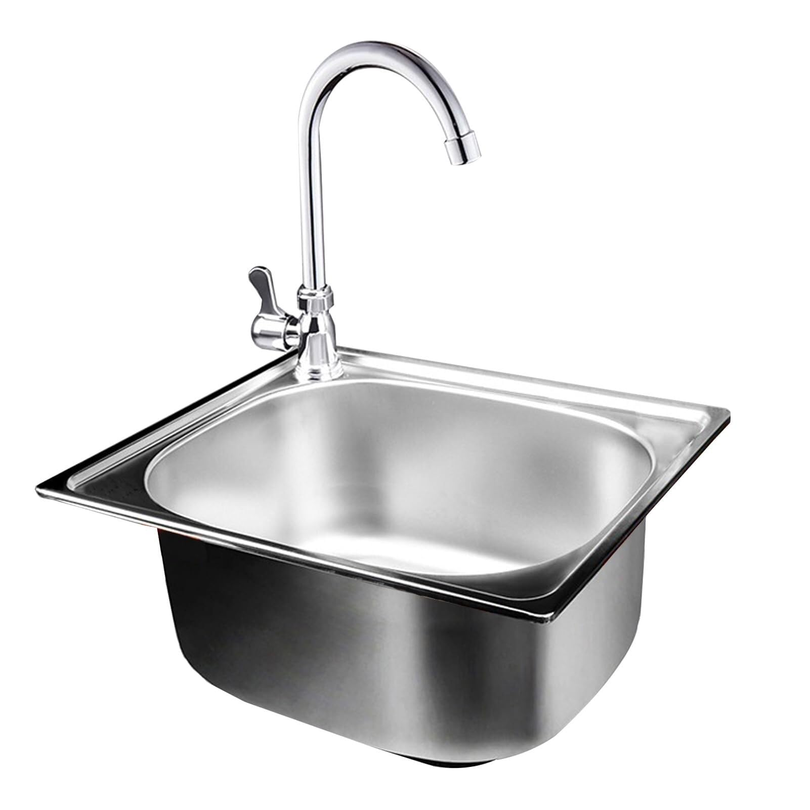 Évier de cuisine carré 60x40 cm lavabo simple sous plan en acier inoxydable pour bar