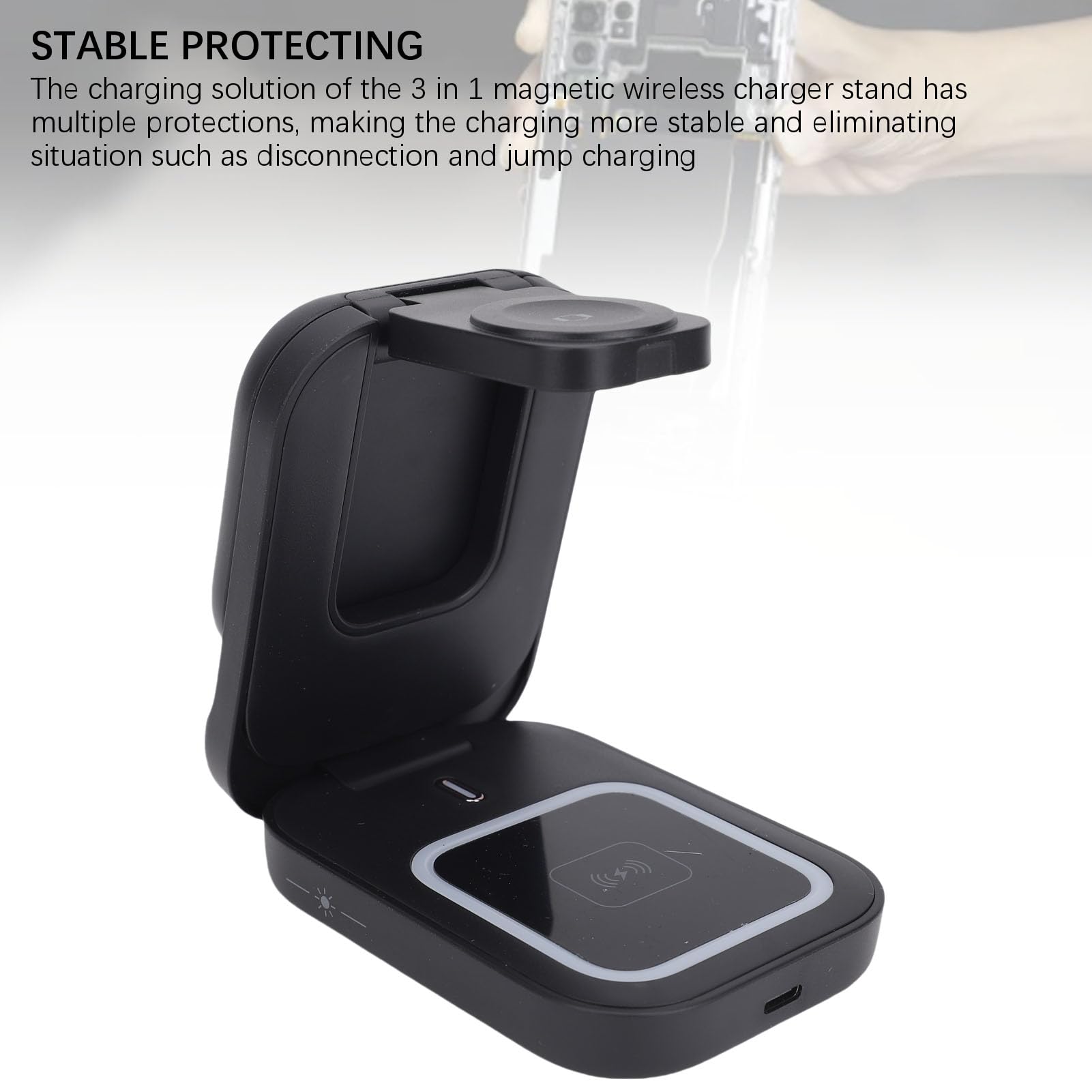 Domary 3 in 1 Magnetic Wireless Charger Stand Portable for Travel